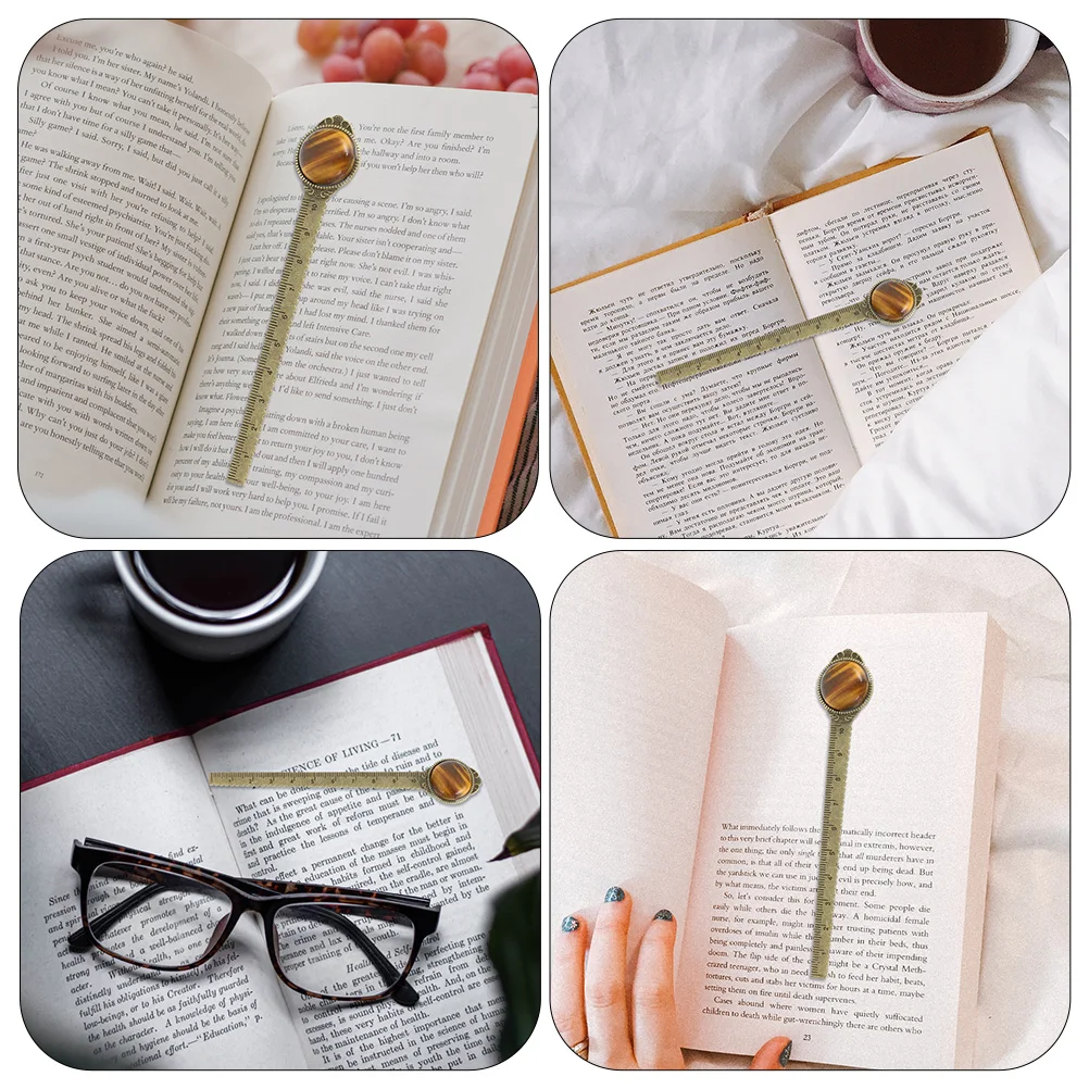 

2 Pcs Lightweight Bookmarks Ruler Students Stationery Books Office and Library Alloy Cool Page Locator Beautiful Color