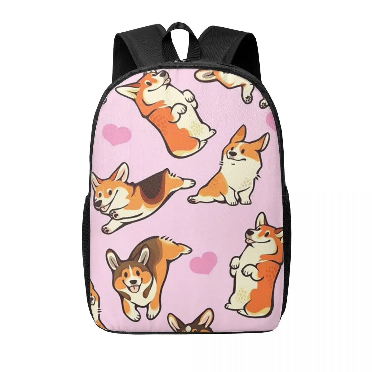 

Розовые женские рюкзаки Lovey Corgis, сумка для книг для мальчиков и девочек, повседневные детские школьные сумки, портативный дорожный рюкзак, сумка на плечо