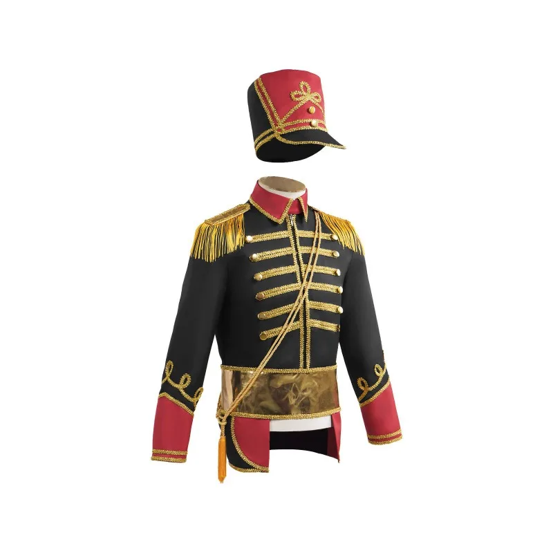 Erwachsenen-Kostüm für Weihnachten und Halloween, Trompeten-Team, Königliche Ehrengarde, Party-Uniform, Outfit mit Quasten, Zirkus-Jacke, Oberteil – Detail 8