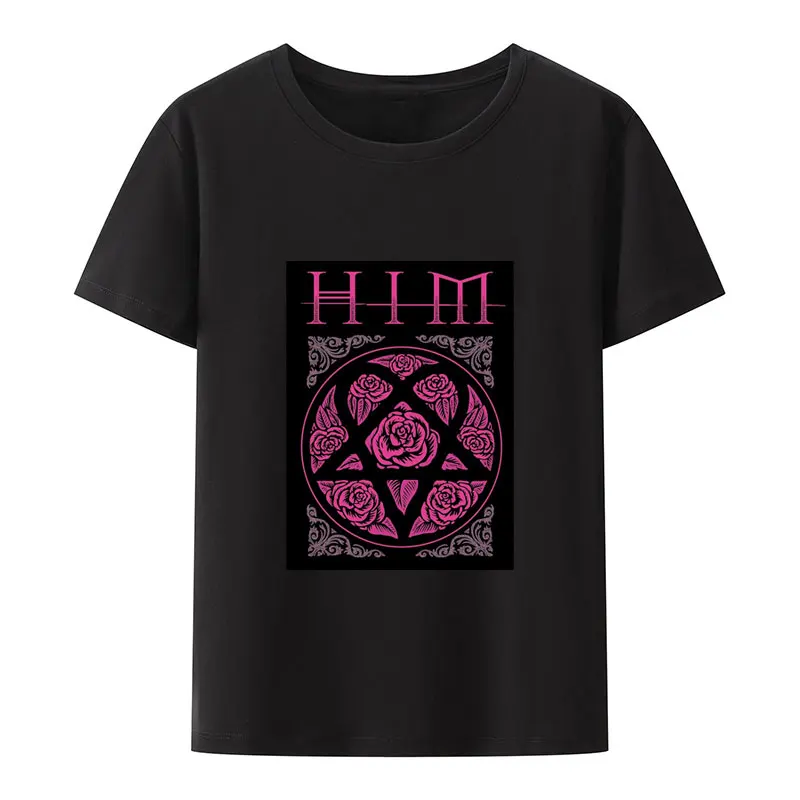 Him Ville Valo Music Heartgram Modal T-Shirt Summer Men\'s Clothing Comfortable Creative Camisetas Women Breathable Loose Tops