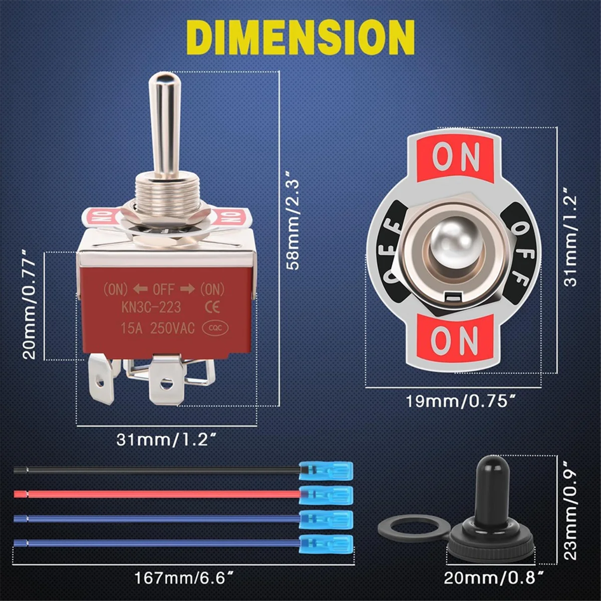 Interruptor de palanca de polaridad inversa de 4 pines, 2 uds., interruptor basculante momentáneo de 12V, 30A, encendido y apagado en DPDT, tapa de arranque impermeable de 3 posiciones ST