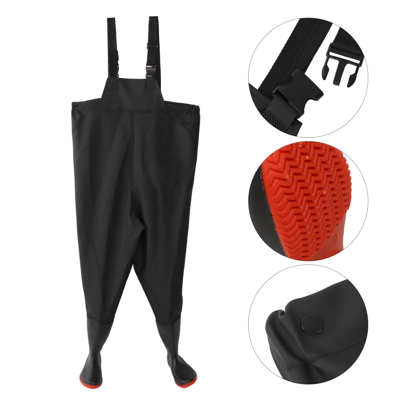 

Black Knitted Unisex Outdoor Fishing Waders Stocking Foot Waterproof Breathable Chest Wading Pants Accessory41 Size 75 Silk