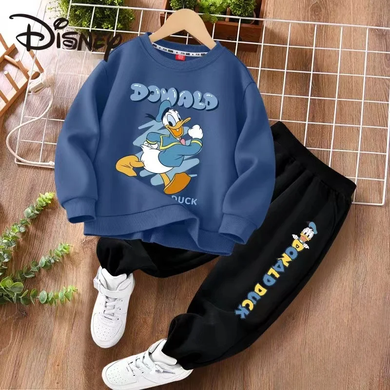 Autumn Baby Girl Boy Clothes Set Children Disney Donald Duck Printing  Sweatshirt Top and Pants Bottom 2Piece Suit Kid Tracksuit