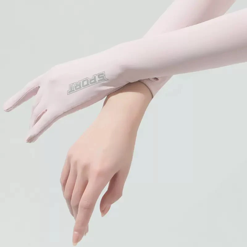 UPF50+ Sunscreen Women's Summer UV Protection Long Elbow Ice Silk Gloves Riding and Driving A