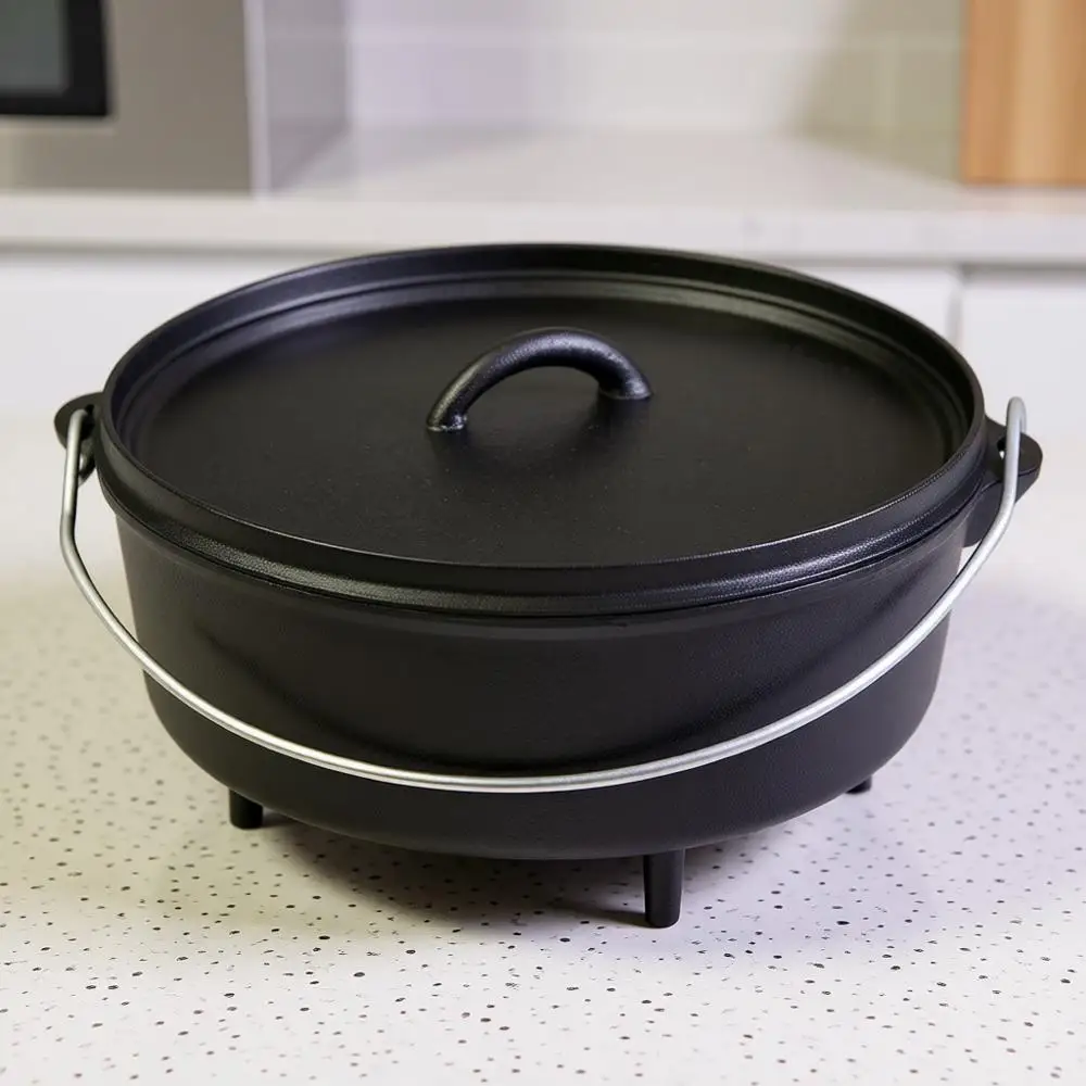 

10 чугунных жаровен Double Black с крышкой, предварительно обработанных для придания цвета