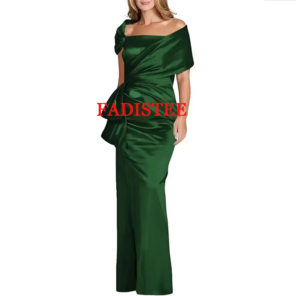 Abiti da ballo personalizzati Abiti per la madre della sposa per le donne Abiti da festa di nozze a sirena in raso con spalle scoperte Allacciatura sul retro