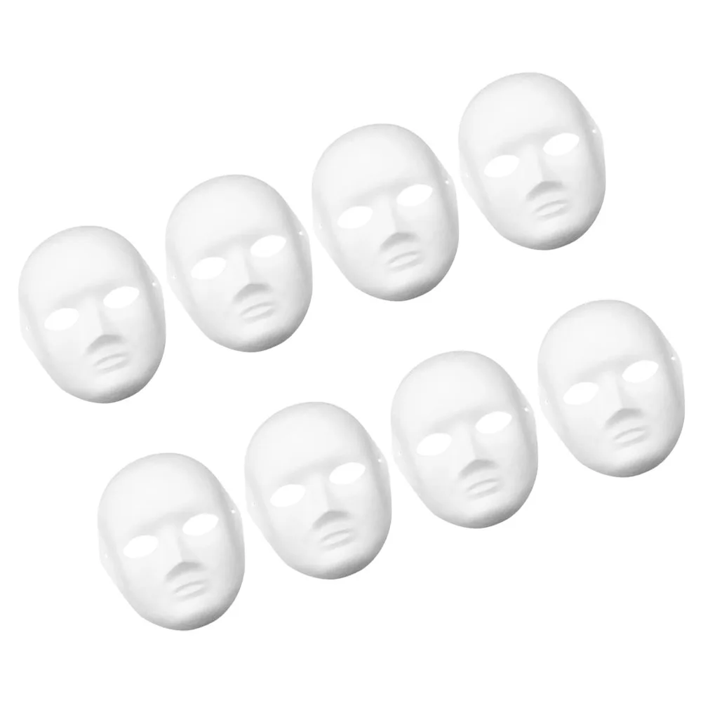 

8 Pcs DIY White Paper Masks Full Face Blank Peking Clown Mask for Halloween Costume Craft Art Project