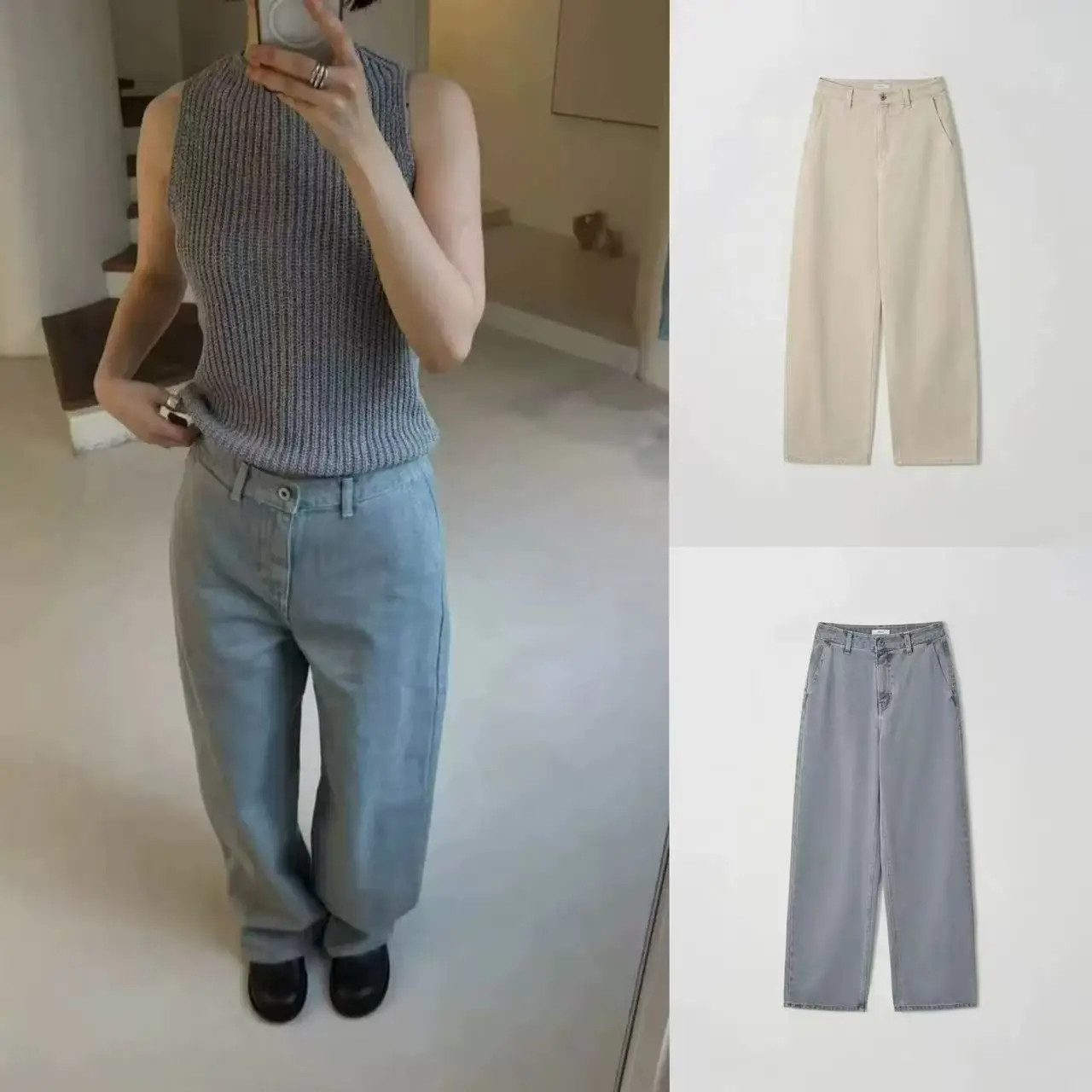 

Весна-Лето 2026: Новые женские джинсы Moia в корейском стиле, свободные, простые, цветные, винтажные, прямые, широкие, с высокой талией