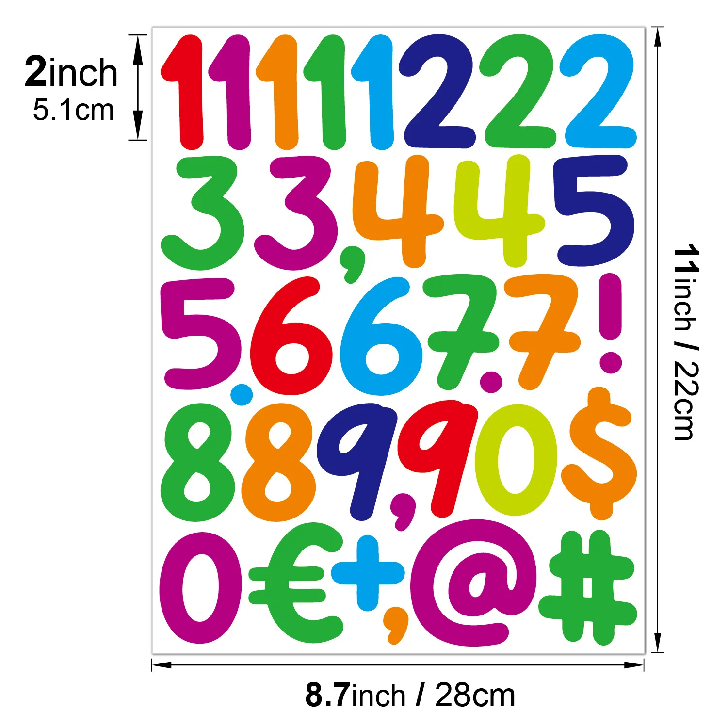 2 Inch Waterproof Self‑Adhesive Vinyl Alphabet & Number Stickers, for Gift Poster Index Journaling Scrapbooking DIY Decals