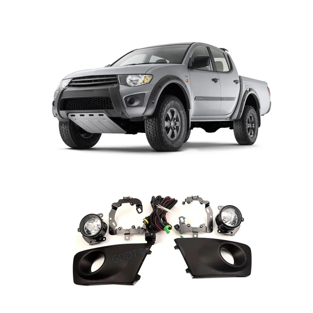 

1 Set 4 Doors Fog Lamp Kit for L200 2008-2013 Full Set with Bulb Wire Switch and Support for Triton Pick Up Steel Bracket