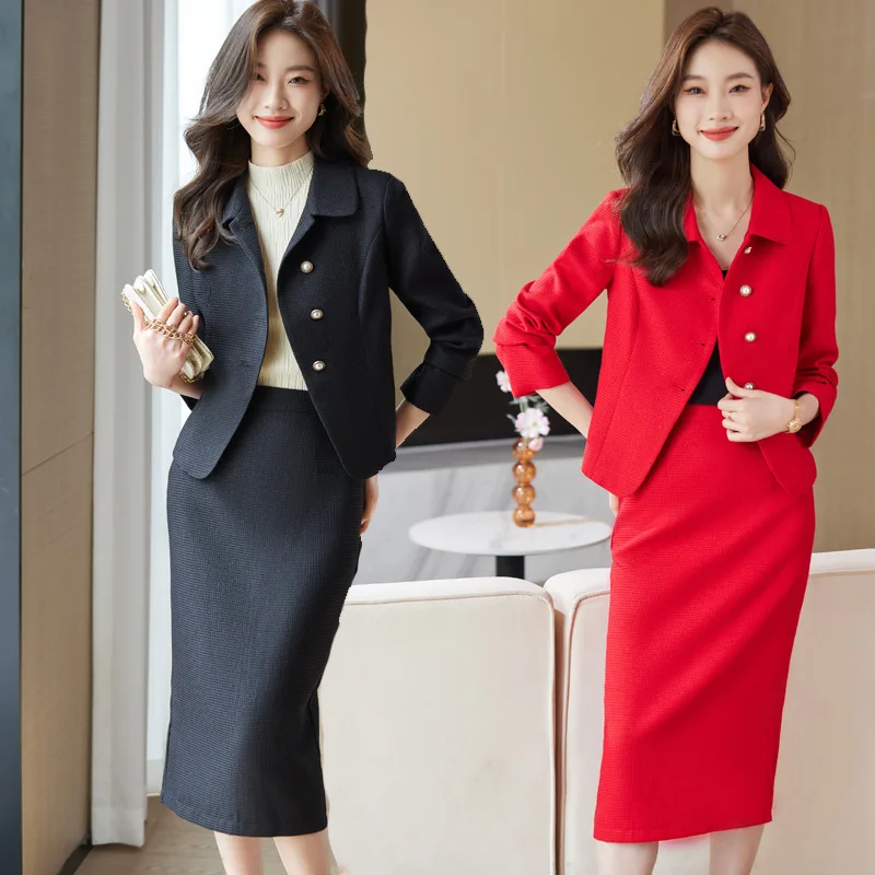 

Suit Suit Skirt Women's Age-Reducing Spring and Autumn High-Grade Business Wear Dignified Goddess Fan High-End Two-Piece Suit