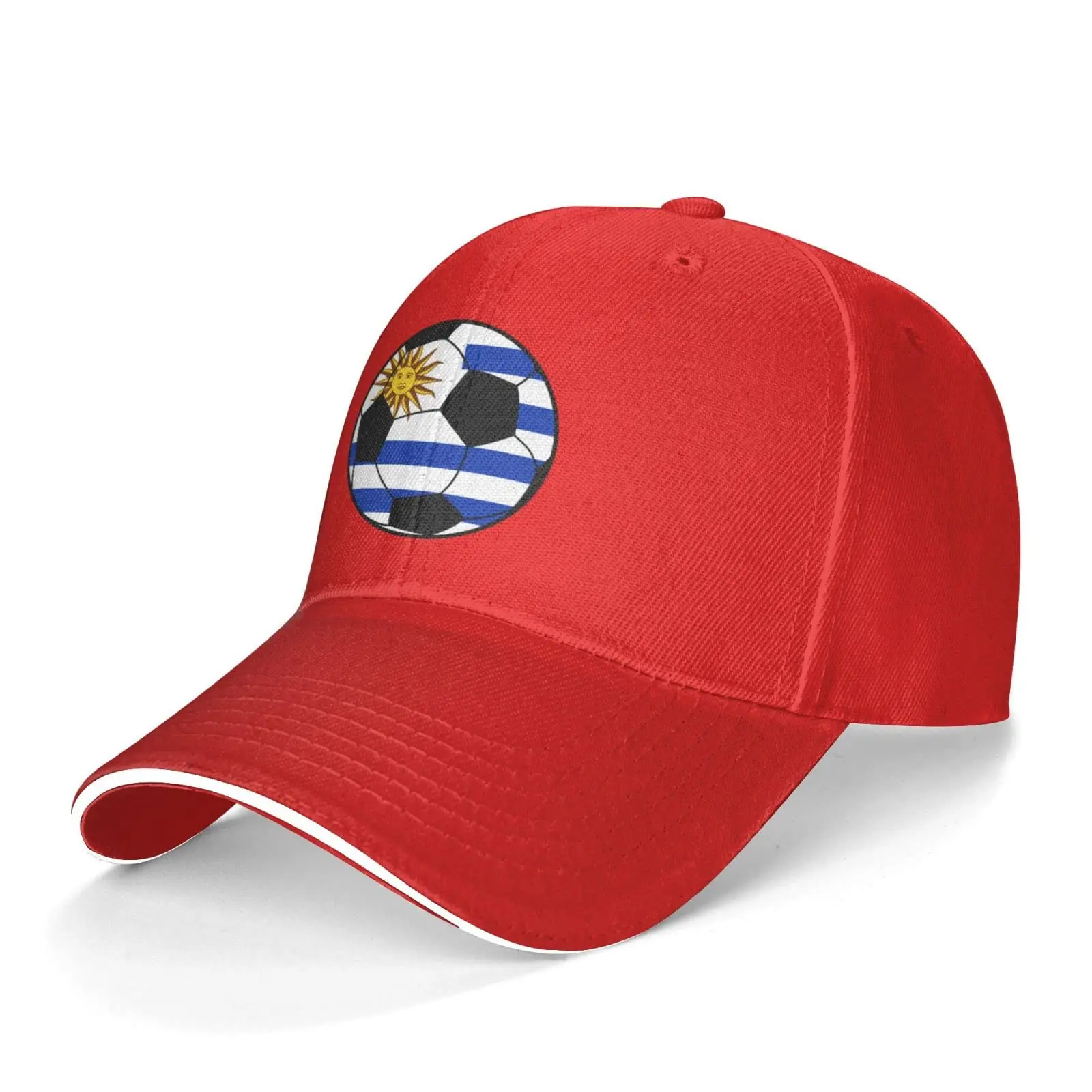 Uruguay Soccer Sandwich Hat Adjustable Baseball Cap Casquette Fit Men and Women Dad Caps Red