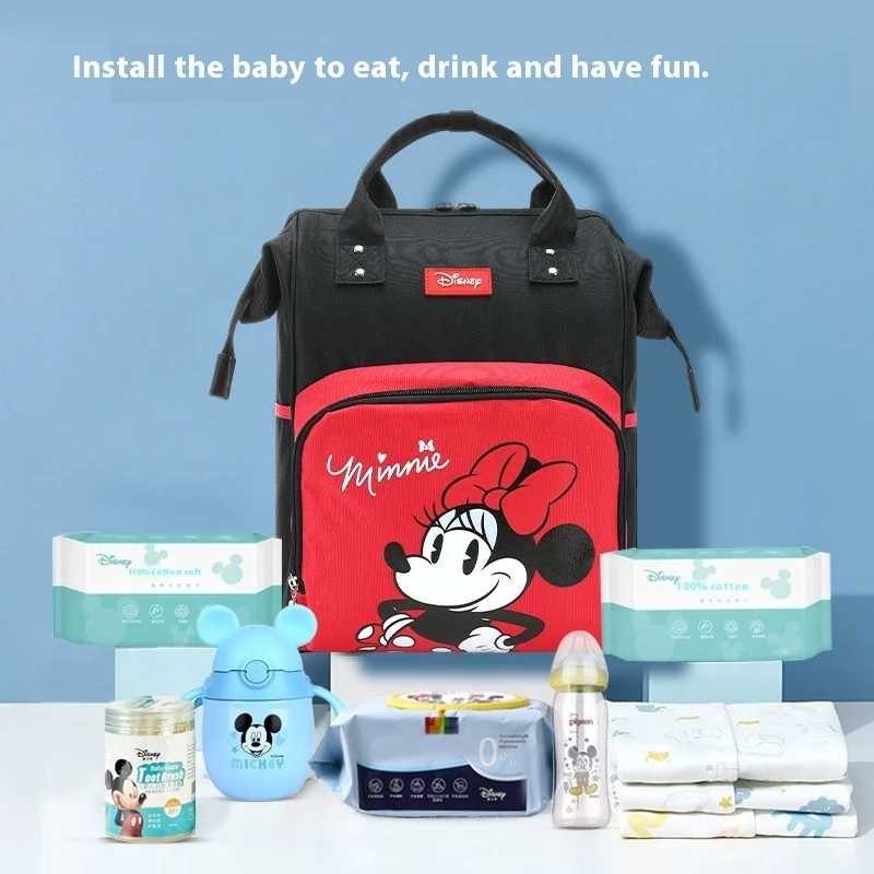 Disney Mama Tas Waterdichte Multi-Functionele Uitgaan Grote Capaciteit Rugzak Zwangere Zwangerschapstas Babyfles Geïsoleerde Tas Tas