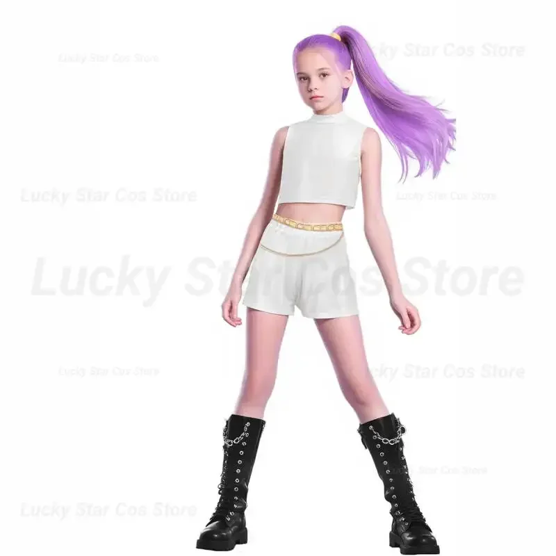 New K-POP Demon Hunter Cossplay Girls Costume Pop Singer Halloween Costume Kids Dress Up Stage Suit