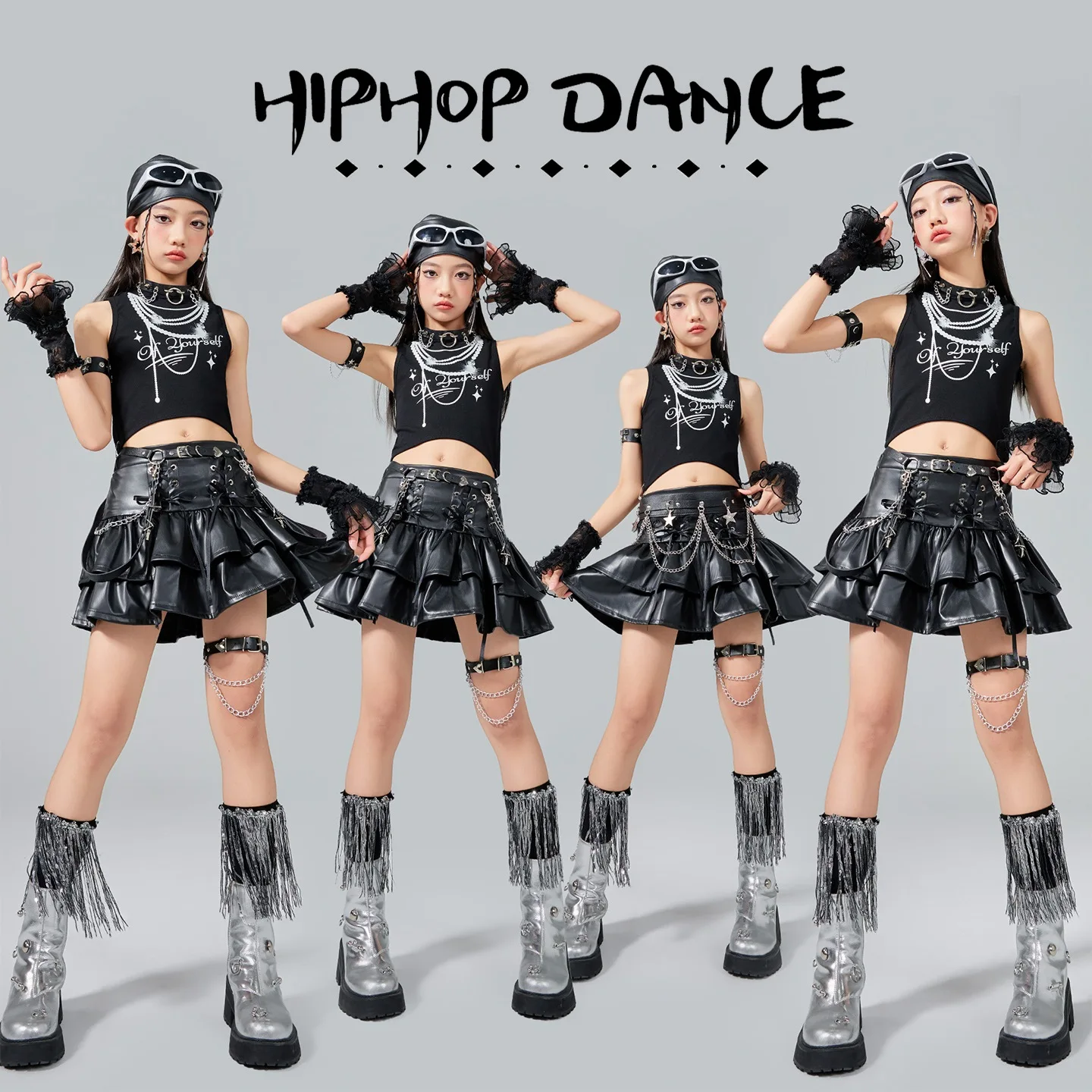 Vêtements de rue pour enfants, vêtements Hip Hop pour filles, Costumes de danse Jazz, tenues K-pop pour enfants, Costumes de spectacle sur scène XS9993