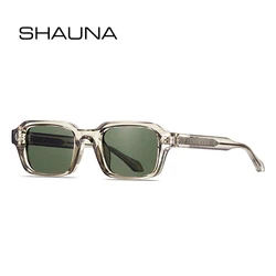 SHAUNA Retro Rectangle Men Luxury Sunglasses Fashion Women Punk Shades UV400 Rivets Sun Glasses