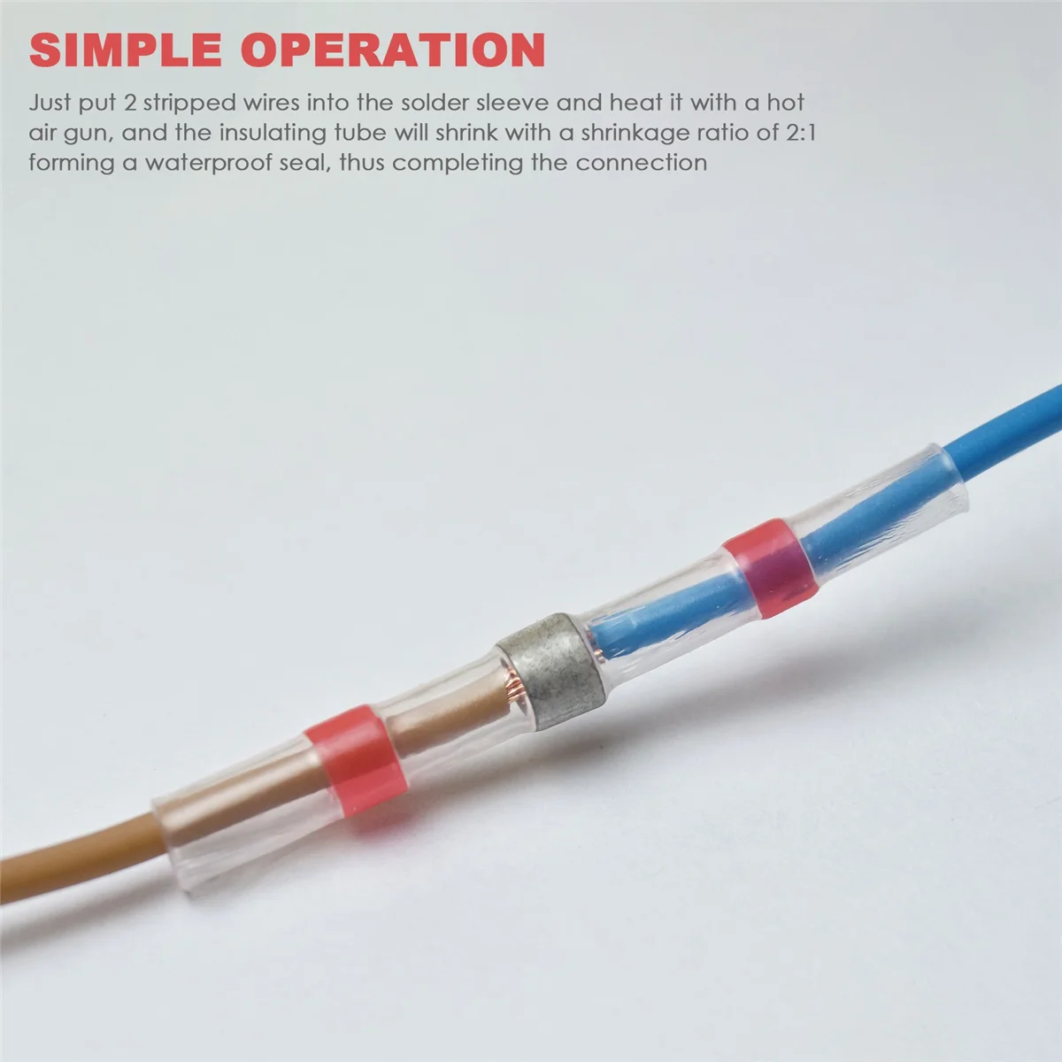 

LAVD 500 Pieces 22-18 AWG Red Solder Seal Wire Connectors Solder Heat Shrink Waterproof Wire Connectors Electrical Terminals