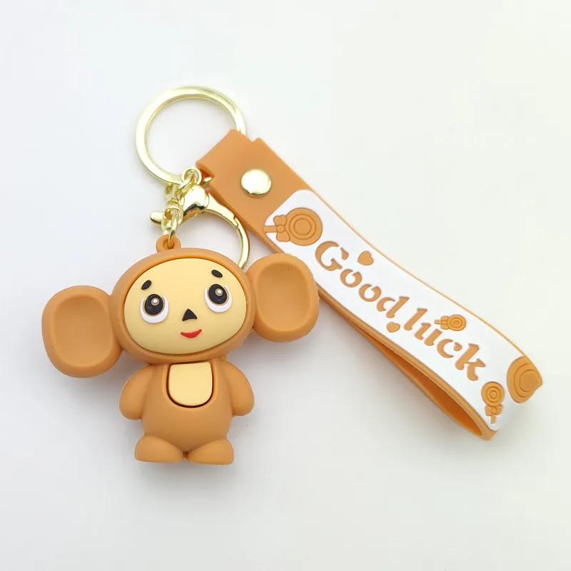 Movie Cheburashka Monkey Keychain Cute Silica Gel Doll Toy Cosplay Animal Keyring Pendant Key Chains Prop Xmas Gift