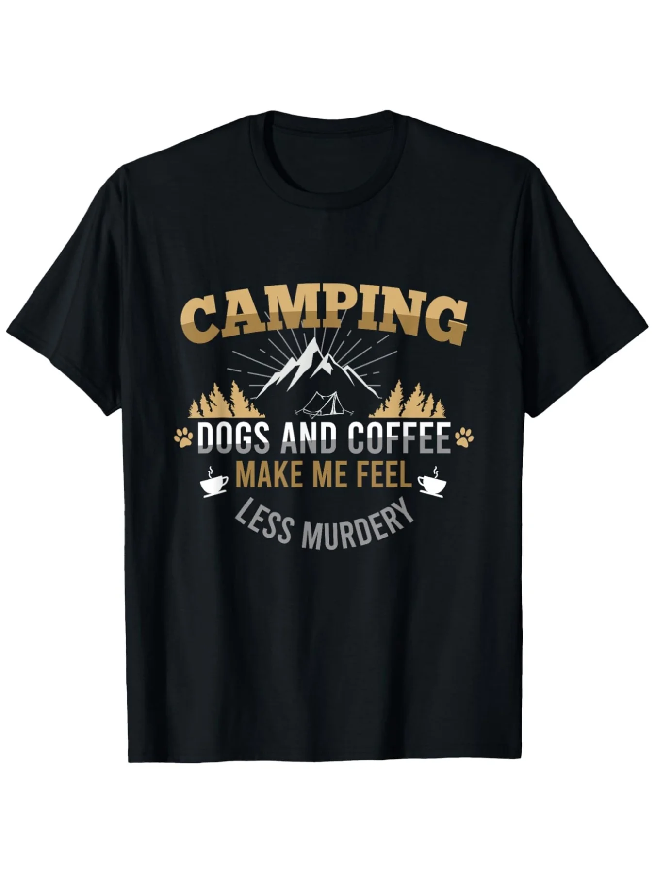 My Therapy Involves Camping With My Dog And Coffee | A Humorous Casual T-Shirt For Men, Featuring A Crew Neck, Slightly Stretchy
