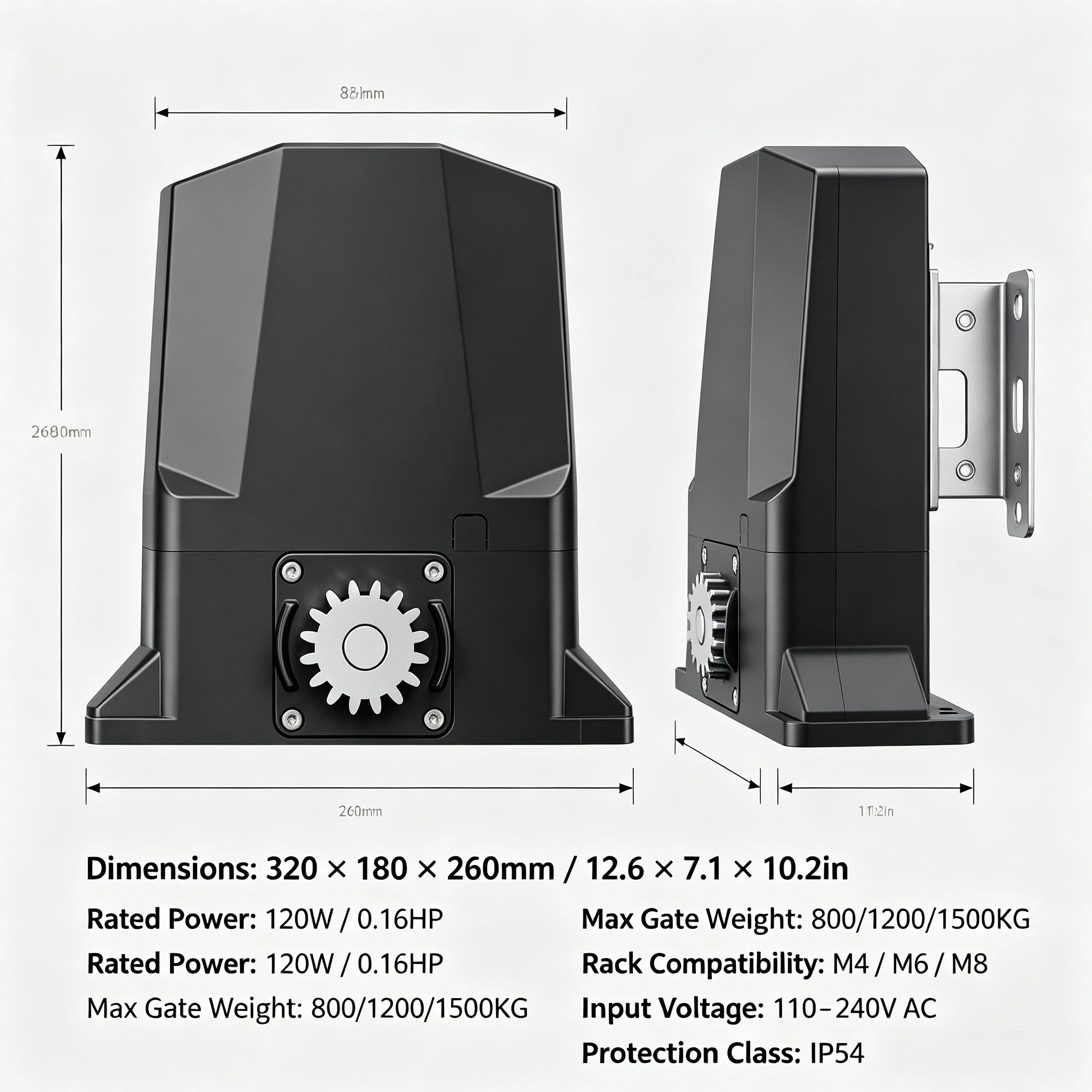 500KG DC 24V Automatic Sliding Door Opener Built In Control Board with Remote Control for Residential Commercial Sliding Gate