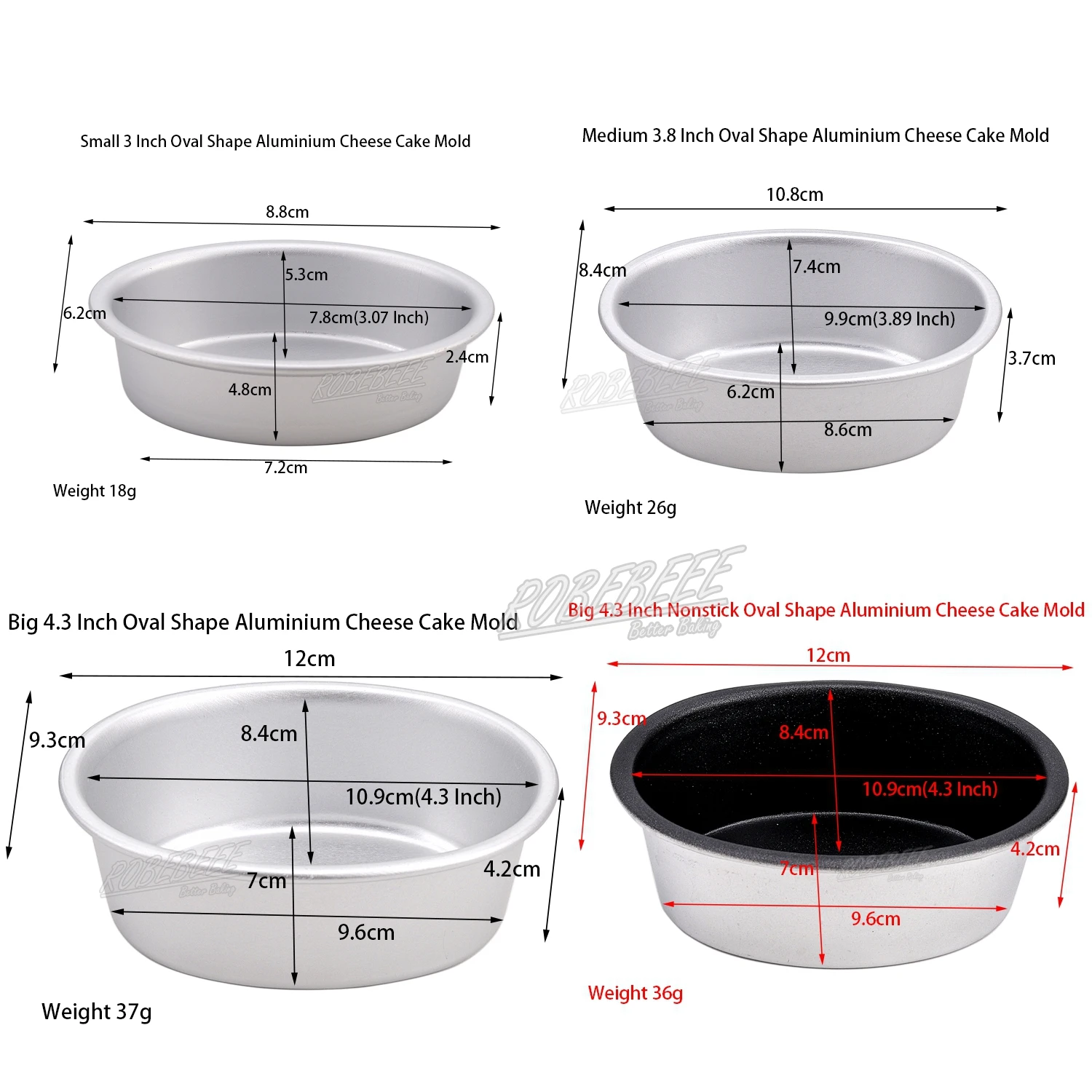 3 Sizes Smooth Oval Shape Aluminium Cheese Cake Mold Cupcake Pudding Mould Bread Baking Molds DIY Kitchen Baking 10pcs A Lot