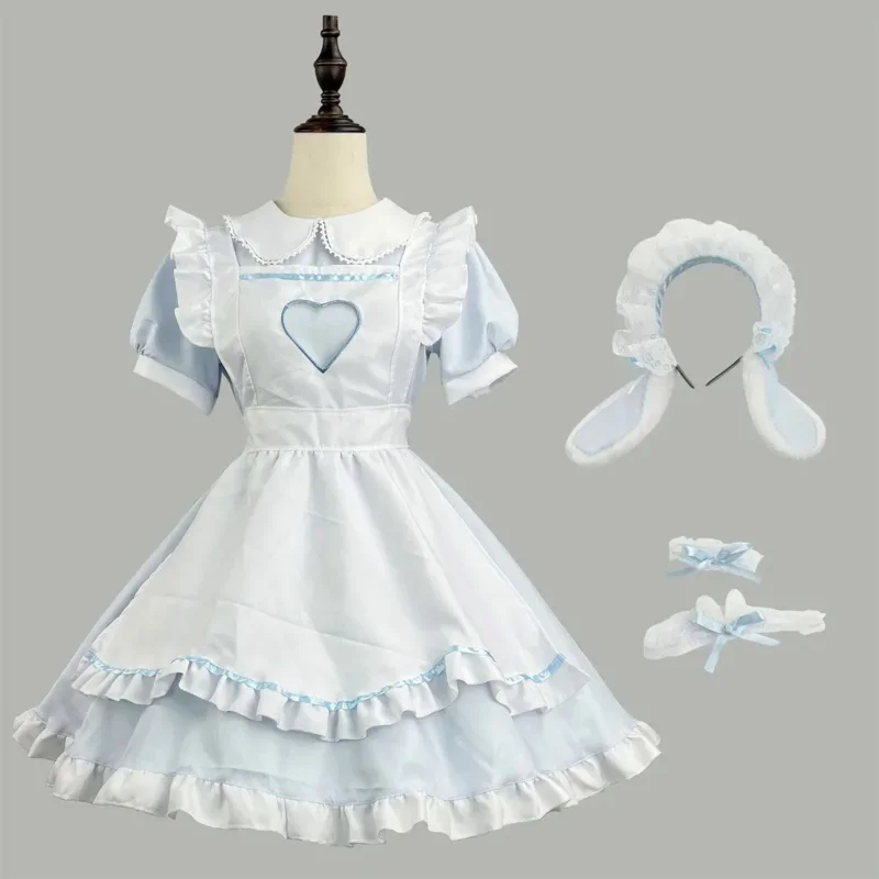 Sn88 new blue cute heart Lolita maid dress cosplay love girl maid dress suit for maid maid party stage costumes S -5XL % # 2 @