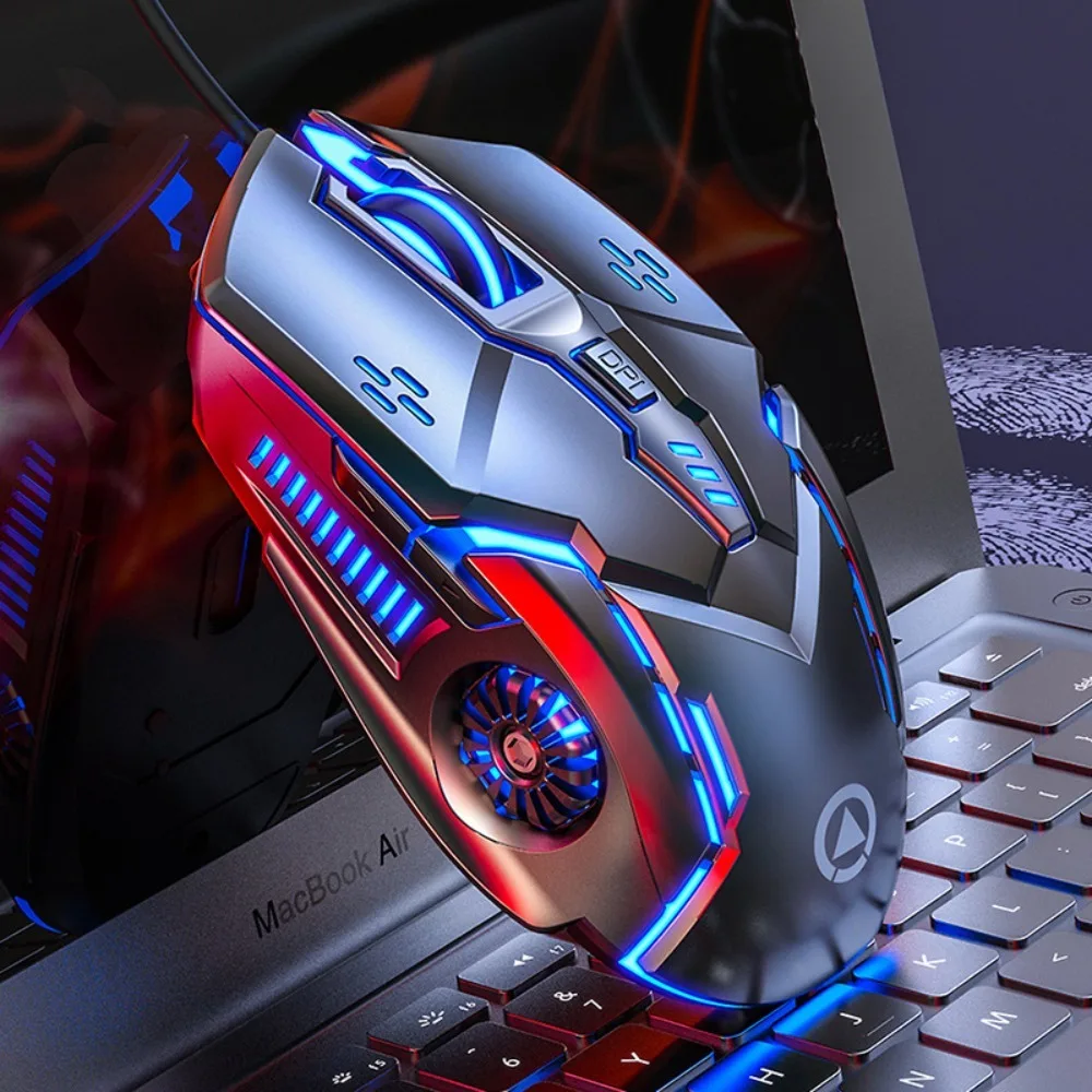 USB Wired Mouse Ergonomic Silent RGB Backlight Adjustable DPI Anti-Slip Comfort Grip for Desktop Laptop Computer Office Home Gam