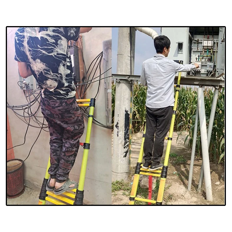 YYHCExcellent High Quality light weight adjustable Frp Fiberglass Telescopic Folding Step Ladder