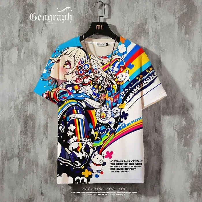 Herren-T-Shirt mit Anime-Mädchen-Motiv, 3D-Druck, sexy und attraktiv, lässiges, lockeres Street-T-Shirt, kurzärmelig, Rundhalsausschnitt. – Detail 16