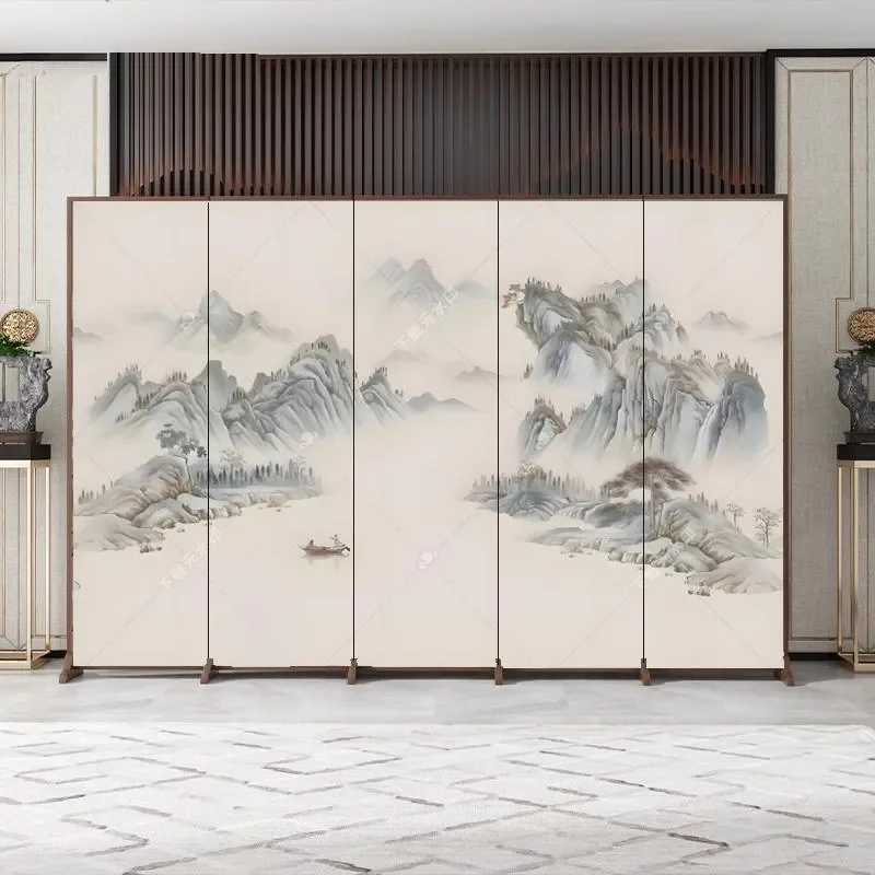 Custom Chinese Screen Partition Solid Wood Folding Room Divider for Living Room Office Entrance Mobile Simple Decorative