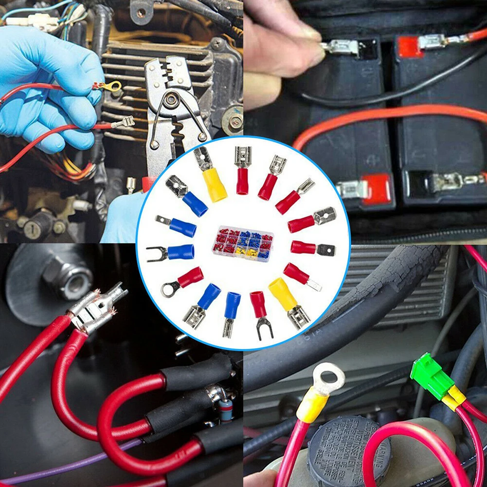 Wire Connector Crimp Spade Terminals Assorted Crimp Spade Terminal Insulated Electrical Wire Connector Kit Set 17.5*10*2.2cm 80