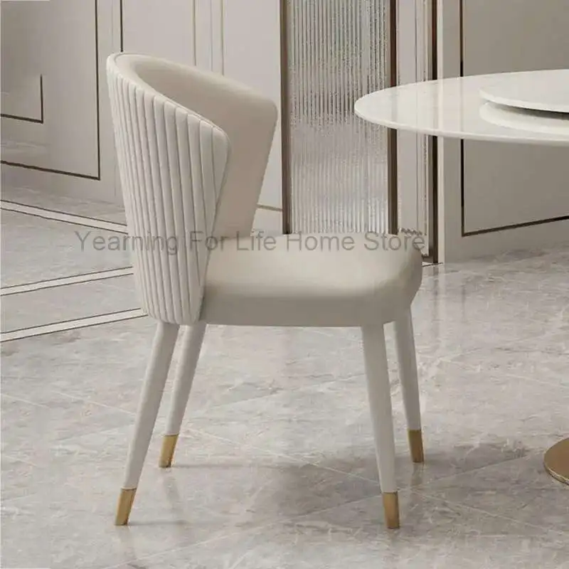 

Hairdresser Beige White Chair Dressing Salon Leather Bedroom Metal Chair Italian Luxury Sillas De Comedor Home Furniture