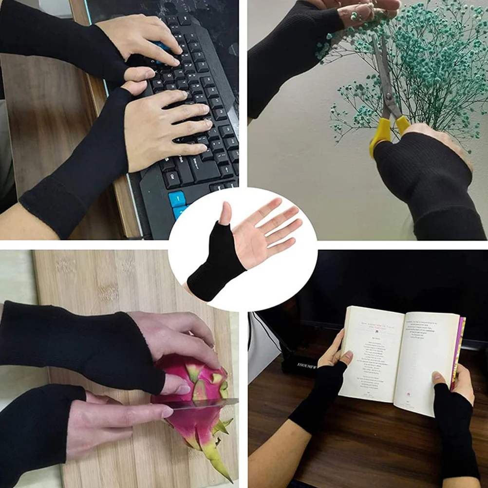 

1 Pair Thumb Support Compression Arthritis Gloves Breathable Fingerless Wrist Brace For Pain Relief Sports Injury Reusable Wrist