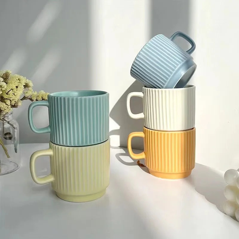 

Ceramics Coffee Mug Large Capacity Macaron Candy Color Mug Creative Drinkware Coffee Tea Cups Novelty Gifts Milk Cup