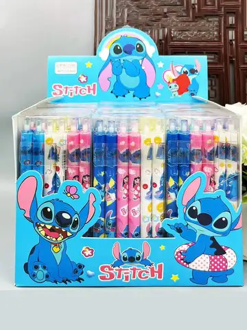 Disney Stitch Gel Pens12pcs Cartoon New Pressing Pen Black Water Ink 0.5mm Cute Signature Pen Stationery Student Gift