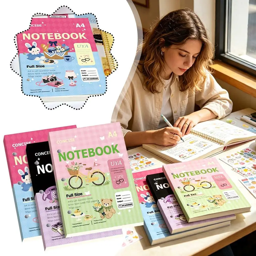 A4 Size Cartoon Thin And Crispy Japanese-Style Notebook For Error Correction, Student's New Term Notebook, Journal