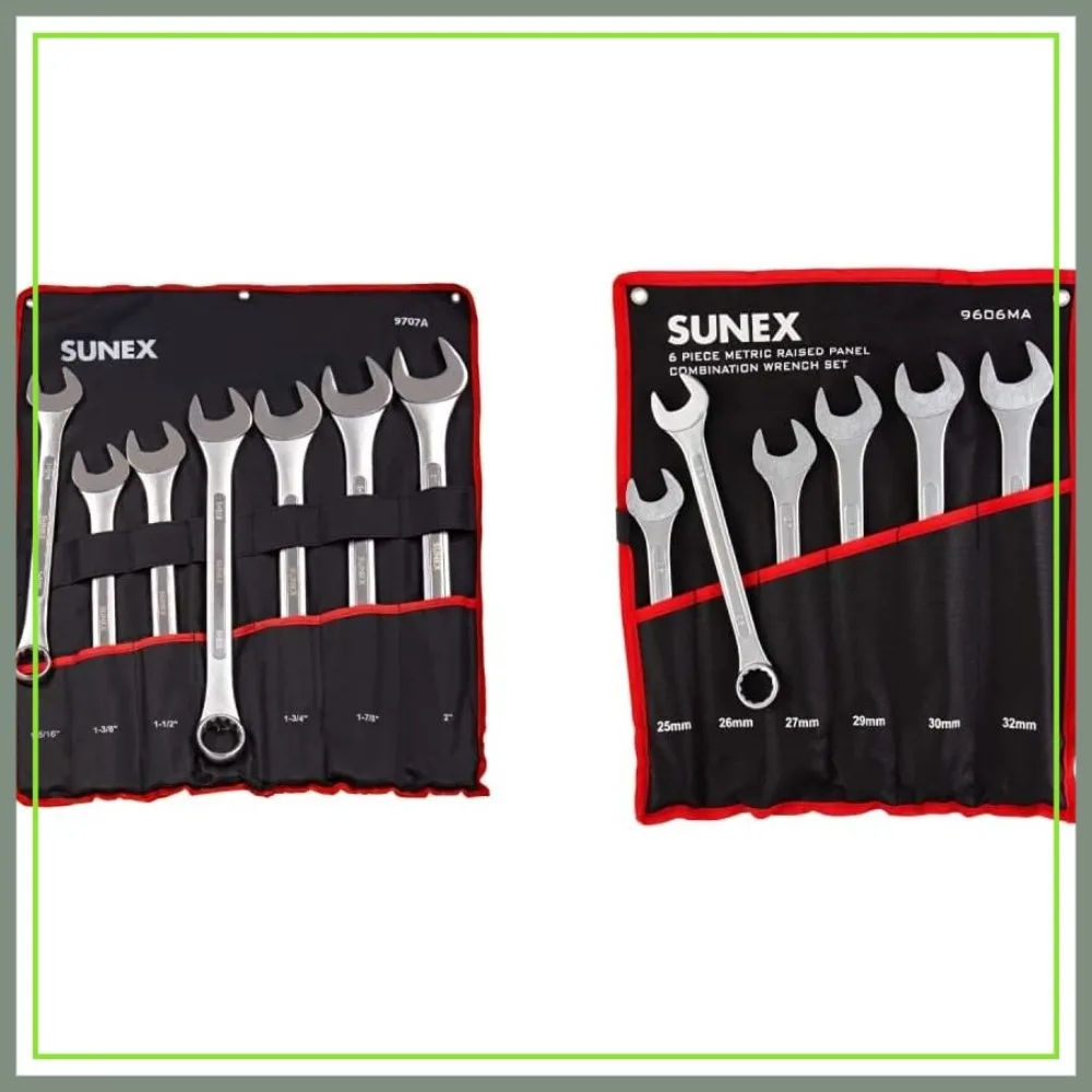 

7-Piece SAE Jumbo Combination Wrench Set with Roll Case & 6-Piece Raised Panel Wrench Set CRV