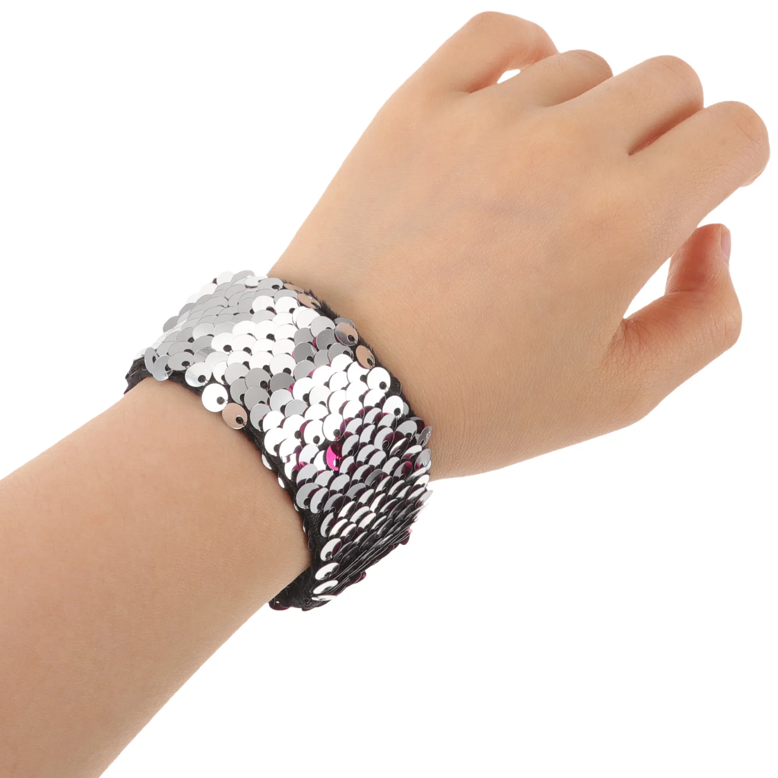 

Double Color Sequin Slap Bracelet Rose Red Silver Premium Material Party Wrist Strap Kids Party Favors Christmas New Year