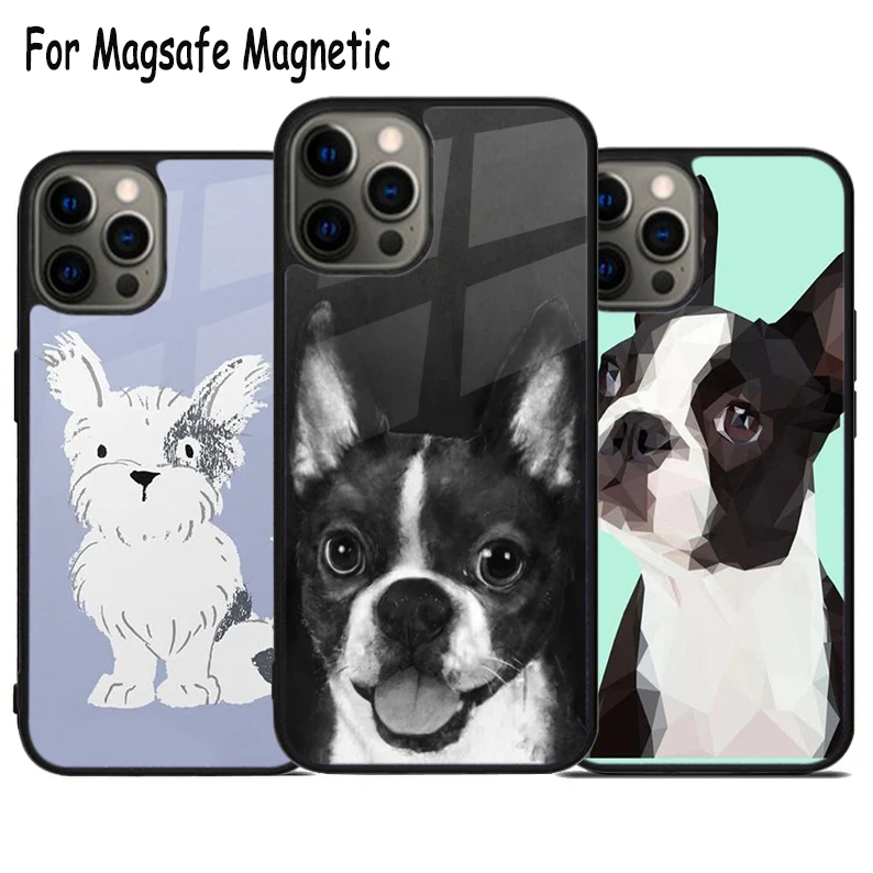 Terrier Dog Wireless Charge Magsafe Phone Case For iPhone 15 16 14 13 11 12 Pro Max Plus Magnetic Bumper Cover