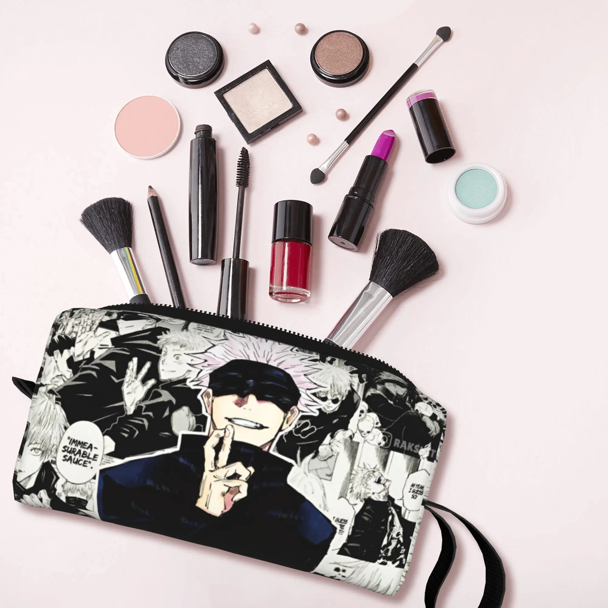 J-Jujutsus K-Kaisens Travel Cosmetic Bag for Women Harajuku Comic Anime Makeup Toiletry Organizer Lady Beauty Storage Dopp Kit