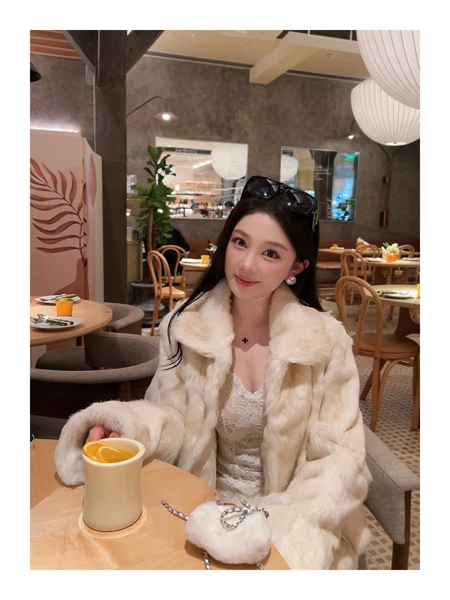 

Модная женская теплая и комфортная зимняя куртка из натурального кроличьего меха, мягкая кожаная куртка из кроличьей кожи