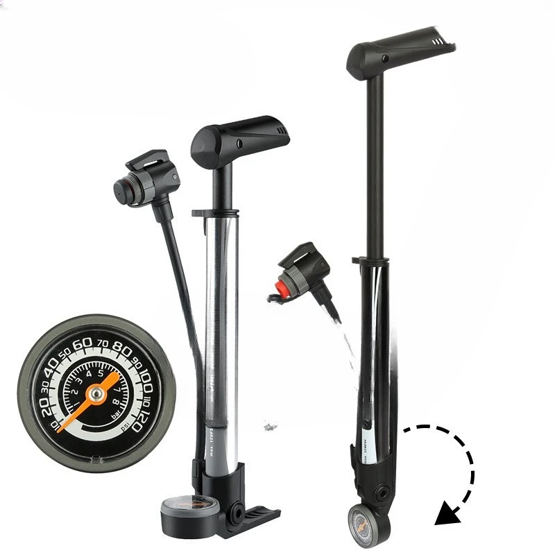 Highway mountain bike high pressure pump portable folding barometer faucet nozzle