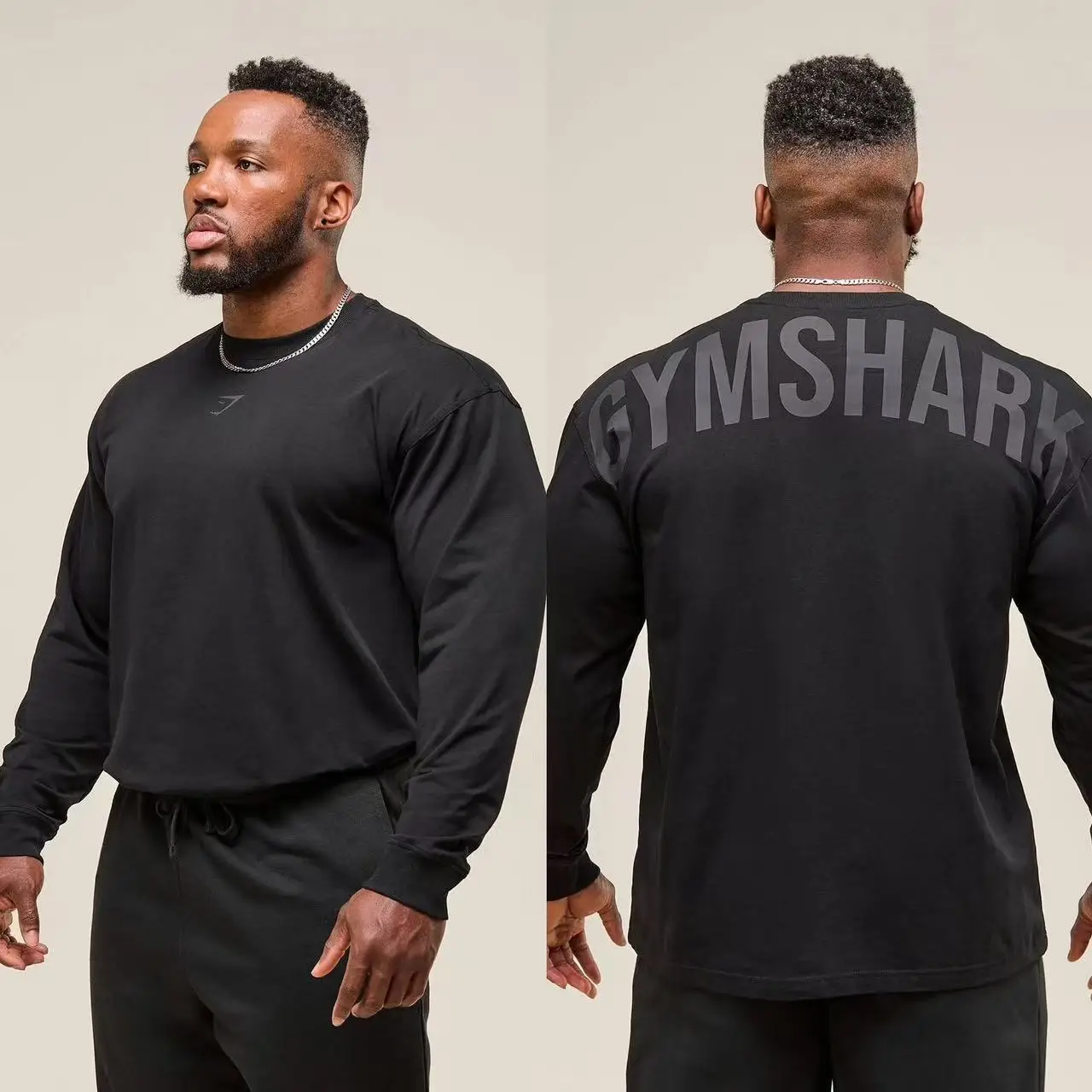 GYMSHARK pure cotton long outerwear fitness suit, GYMSHARK sports fitness strength training