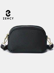 Zency Vintage Cowhide Leather Women Shoulder Bag Messenger Casual Small Leather Handbags Crossbody Pockets Simple Fashion Purses