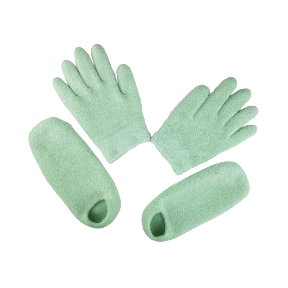 

1 set 1 Set Green Hand Foot Mask Kit Gel Gloves Socks For Moisturizing Repair Whitening Skin Care Unisex Spa Gift Glove Sock Set