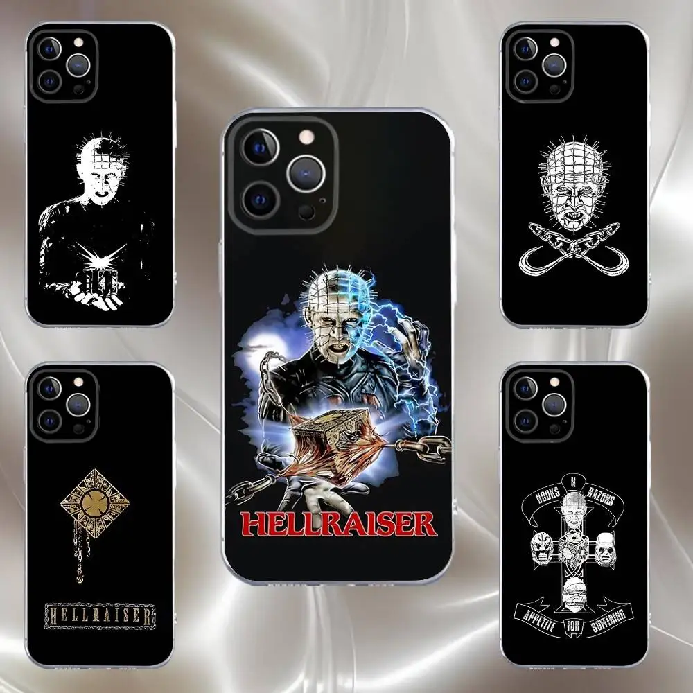 

P-Pinhead H-Hellraiser Phone Case For iPhone 16,15,14,13,12,11 Pro,Max,Plus,X,XS,XR,SE,Mini Transparent Silicone Soft