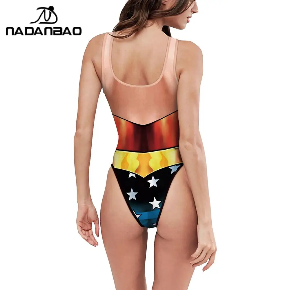 Nadanbao Cosplay Superhero Women Swimsuits Sexy Surfing Movie 3D Printed Swimwear Sleeveless Bathing Suits Slim Beachwear