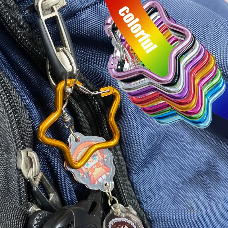 

5 шт., брелок с пятиконечной звездой, сувенирный брелок из сплава, зажим для ключей на открытом воздухе, кемпинг, брелок для ключей, крючок, зажим для бутылки с водой, аксессуар для рюкзака