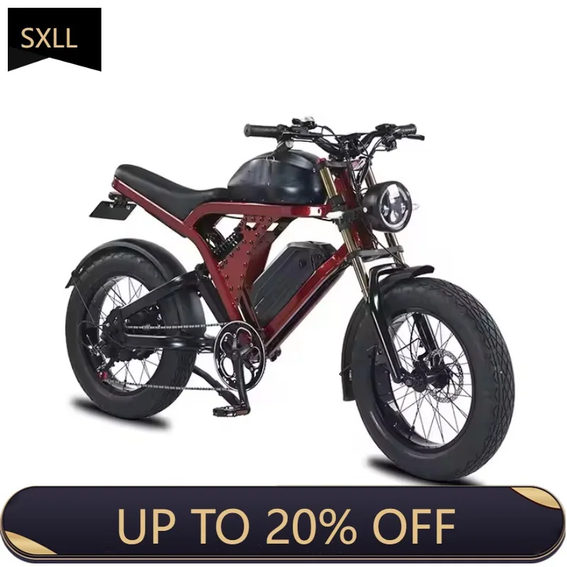 Bicicleta de Montaña eléctrica SXLL, 1500W, 52V/55Ah, 45-55 km/h, freno de disco hidráulico de engranaje de 7 velocidades, bicicleta eléctrica con neumático gordo de 20x4,0"