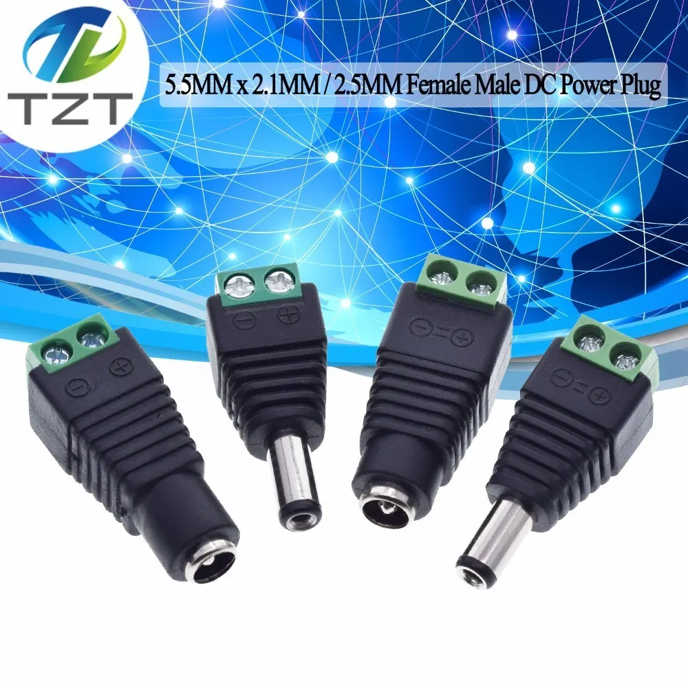 5PCS 5.5MM x 2.1MM / 2.5MM Female Male DC Power Plug Adapter for 5050 3528 5060 Single Color LED Strip and CCTV Cameras